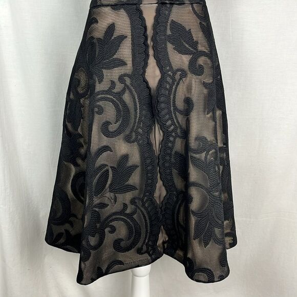 JAX Black Label Black Floral Knee Length Cocktail Dress - Picture 3 of 6